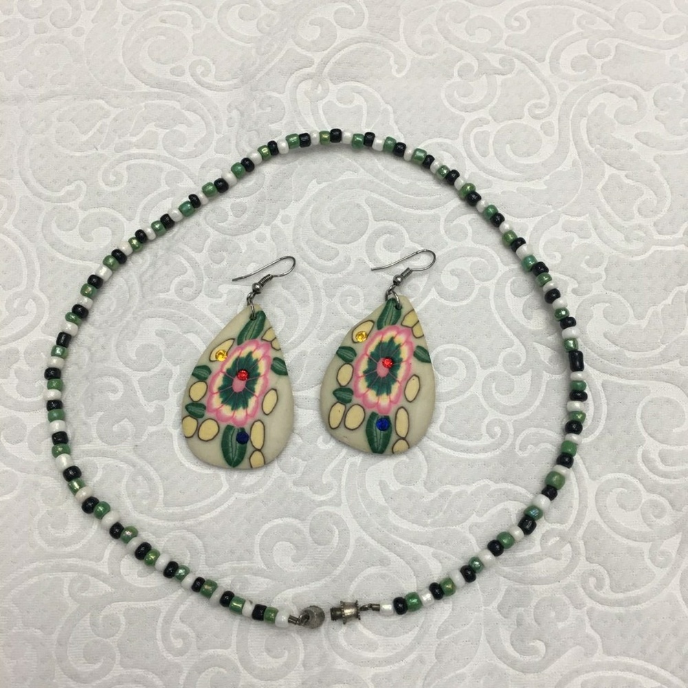 Beaded Necklace with Earring Set Jewelry
